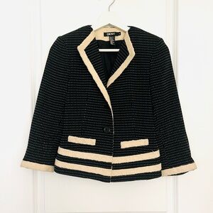 DKNY Black and Cream Women's Jacket